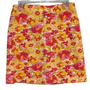 Old Navy Pixie Fitted Pink Floral Skirt Comfort Stretch Waistband Cottage Size S